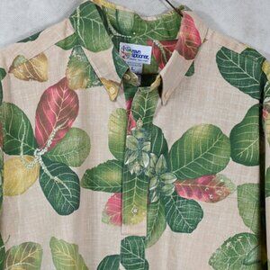 OUTSTANDING Vtg Reyn Spooner Polo-Style Hawaiian Pullover Shirt L Huge Leaves